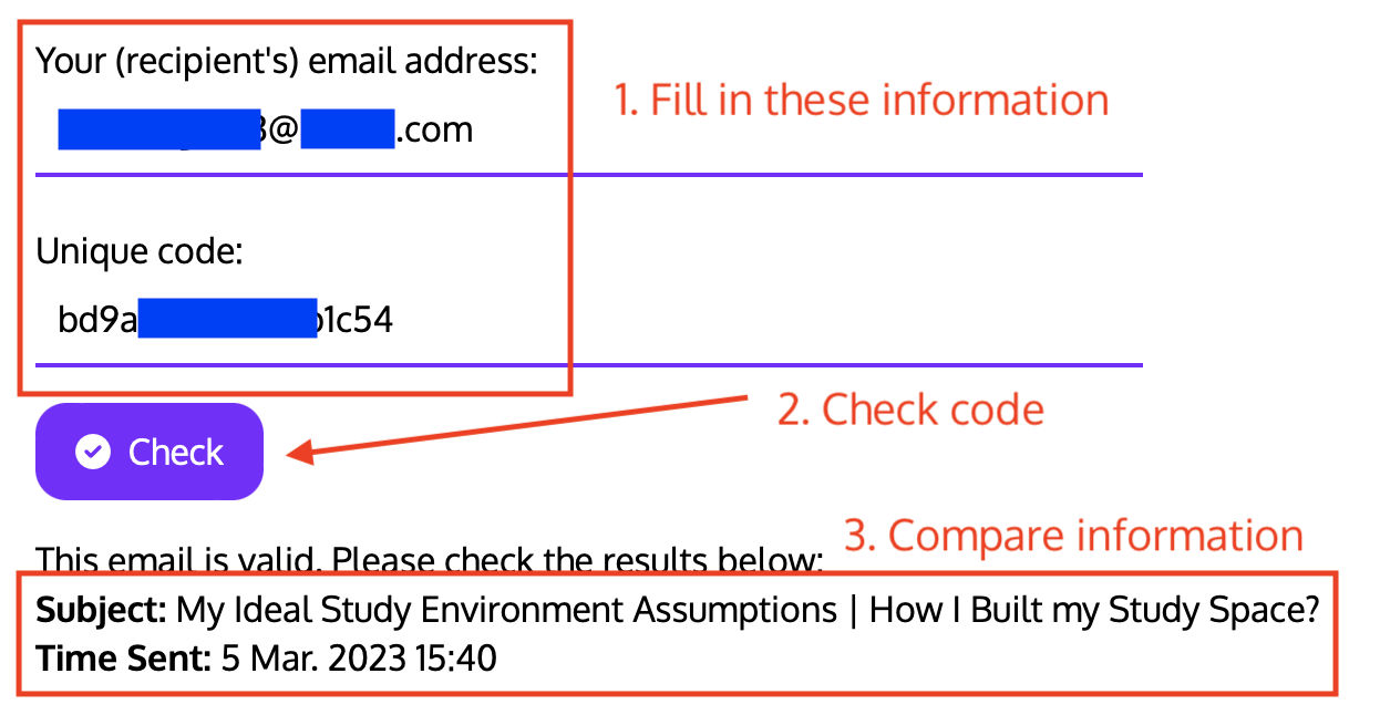 Checking Email Unique Codes