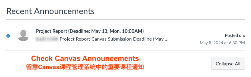 Canvas Course Announcements