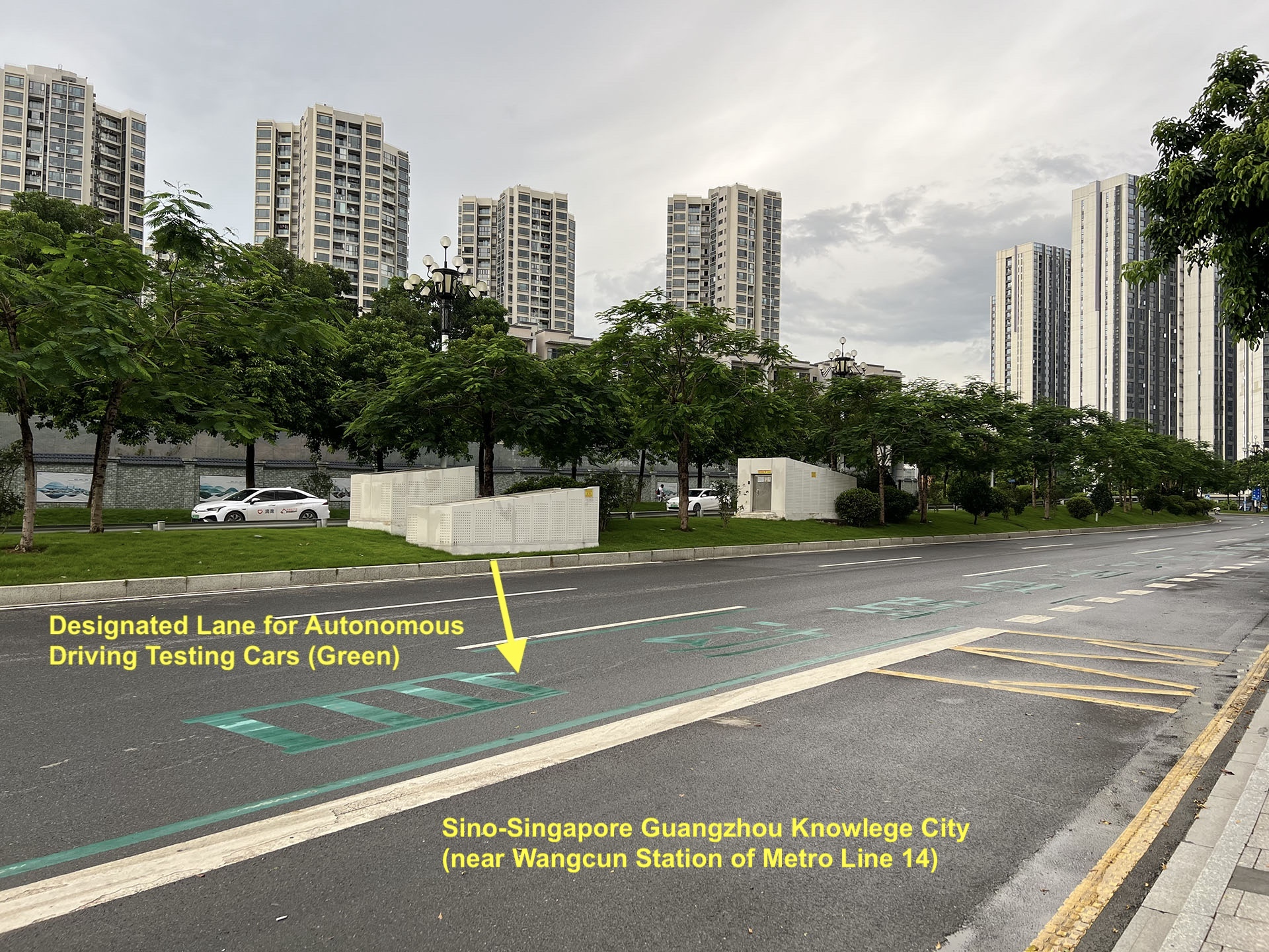 Designated Lanes (Green) for Autonomous Testing Cars