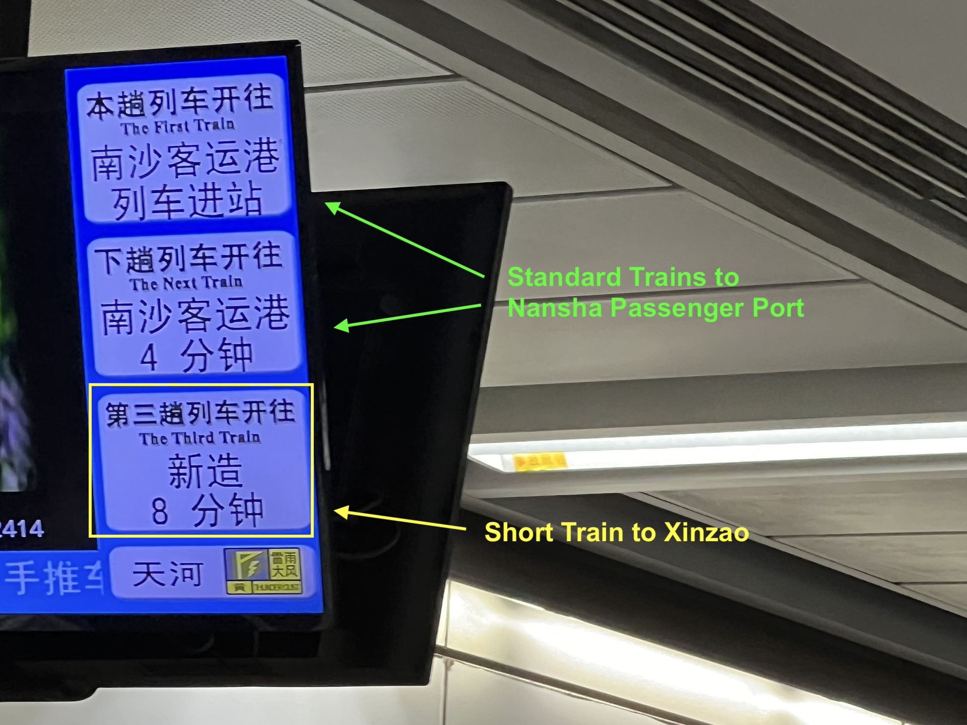 TV Display for Short Trains in Line 4