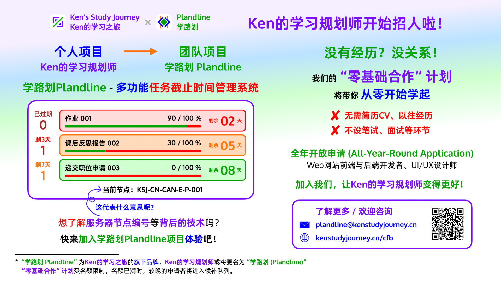 学路划Plandline“零基础合作”计划宣传海报